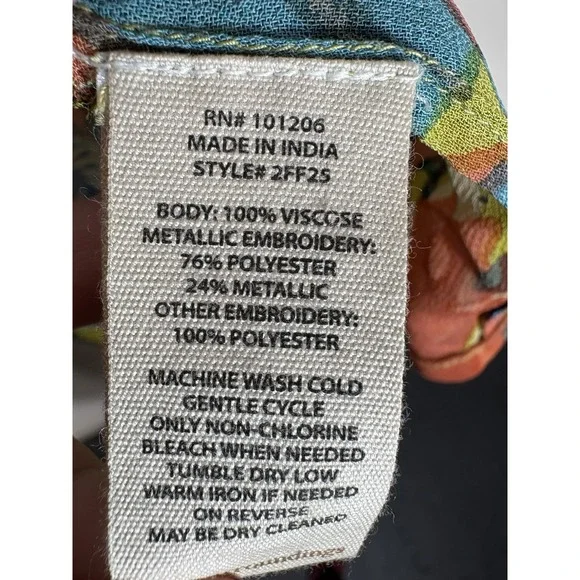 Soft Surroundings Tropical Curaçao Parrot Embroidered Kimono Cover Up Med - Picture 7 of 7